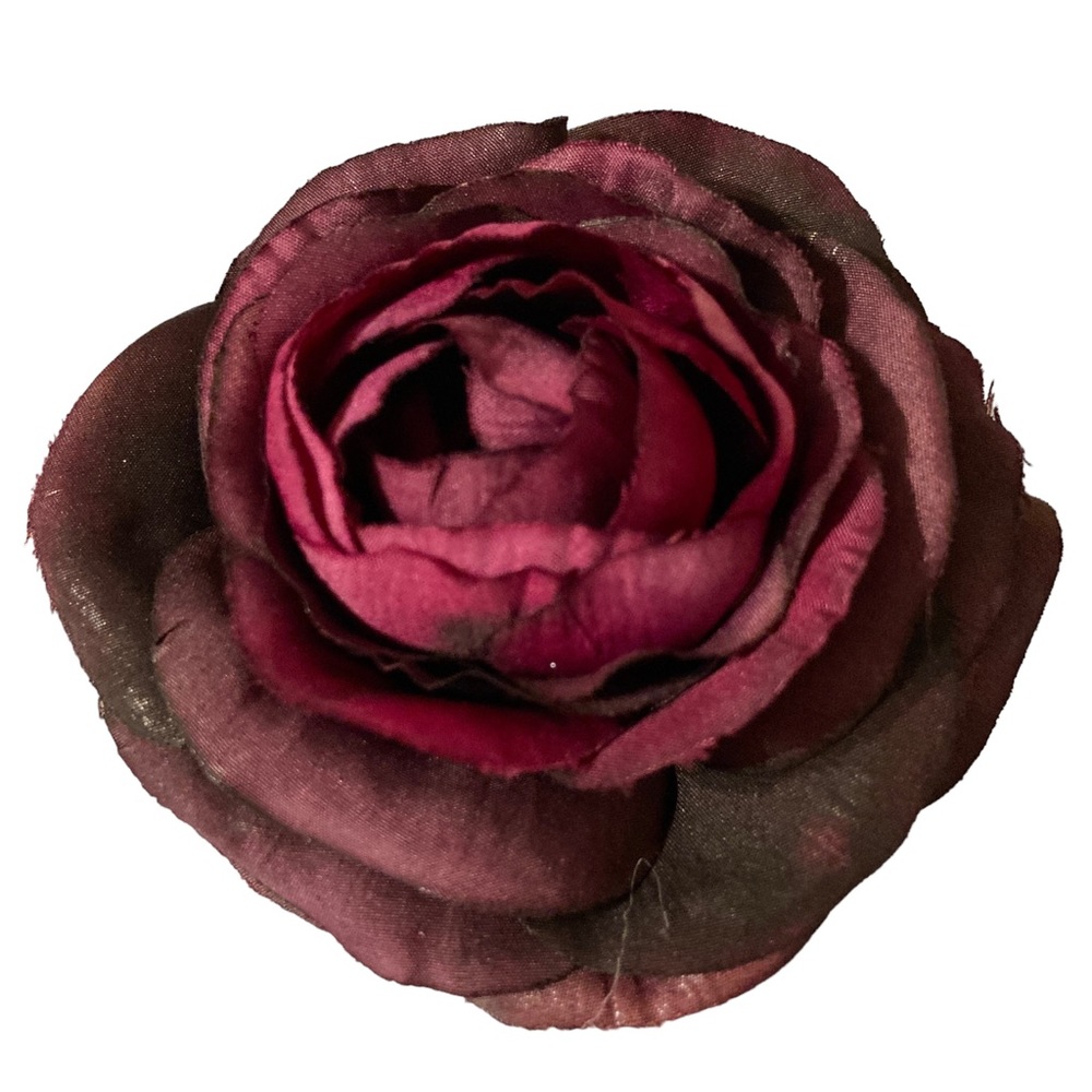 3” Hair Flower Clip Peony Purple Fuchsia Black Pinup Rockabilly Psychobilly